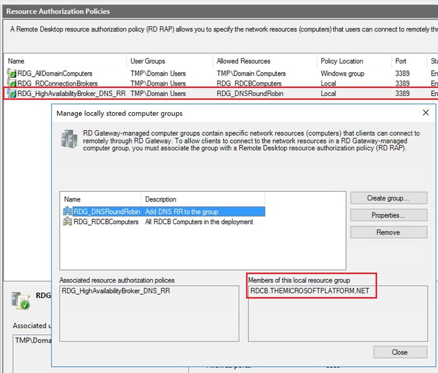 New default RD Gateway Resource Authorization Policies in Windows Server 2016